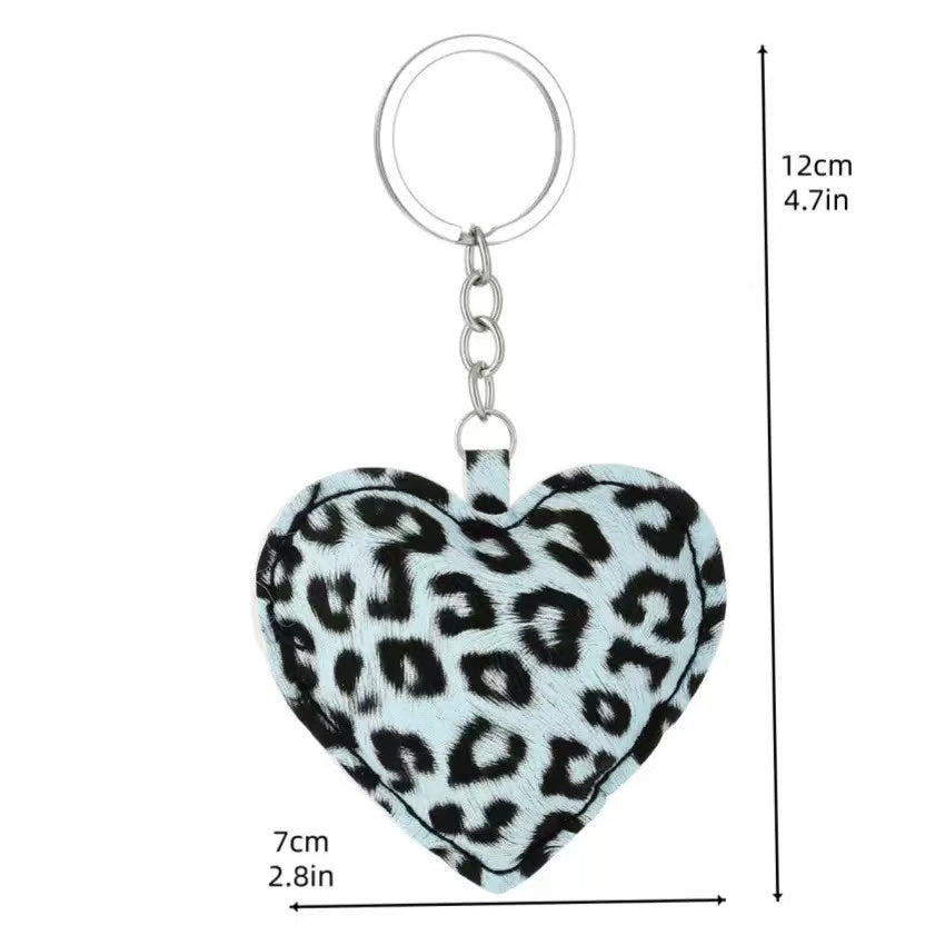 【A50】Leather 3D Heart Keychain